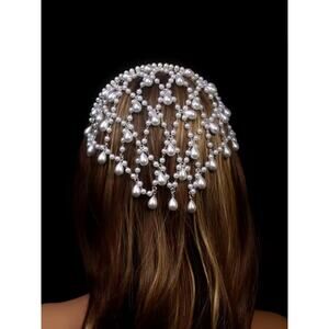 Vintage Style Pearl Hand Beaded Renaissance Romeo & Juliet Headpiece, Necklace